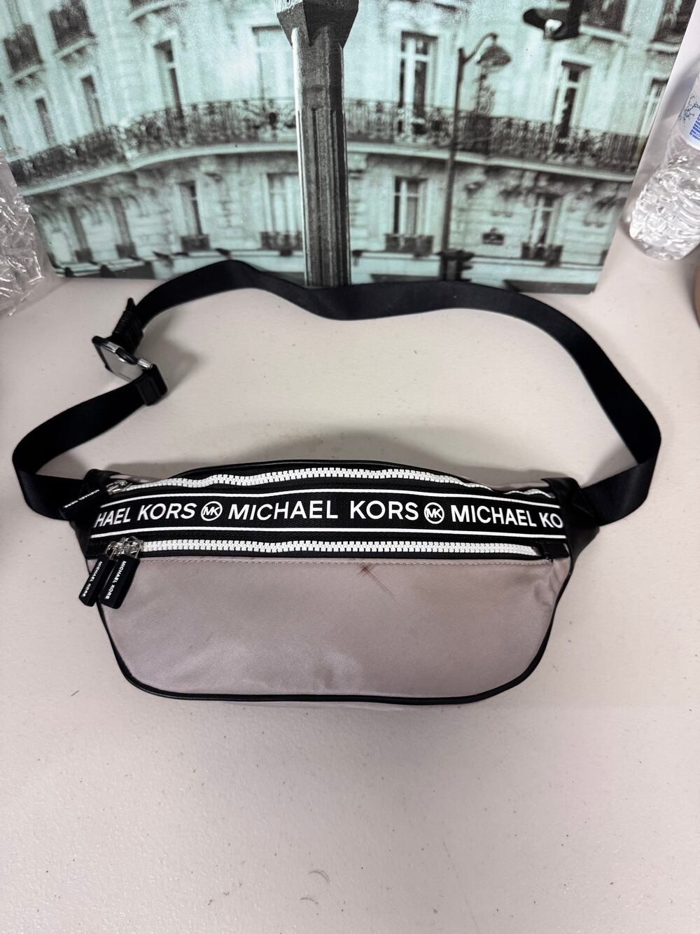 Michael Kors 35H9SY9N8C Kenly Medium Logo Tape Nylon Belt Bag